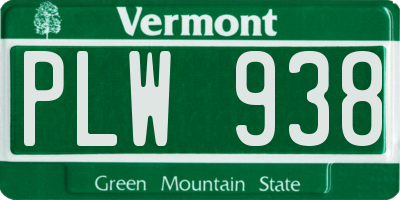 VT license plate PLW938