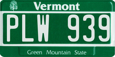 VT license plate PLW939