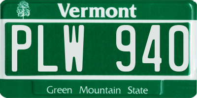 VT license plate PLW940