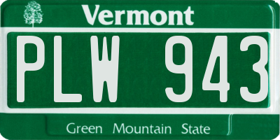 VT license plate PLW943