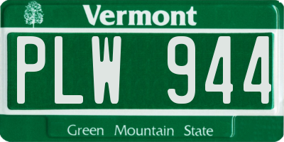 VT license plate PLW944