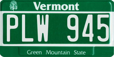 VT license plate PLW945