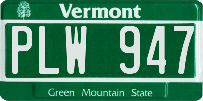 VT license plate PLW947