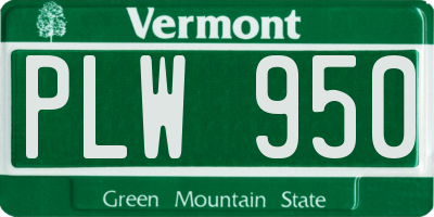 VT license plate PLW950
