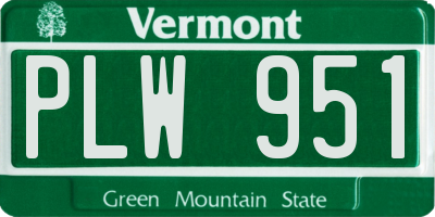 VT license plate PLW951