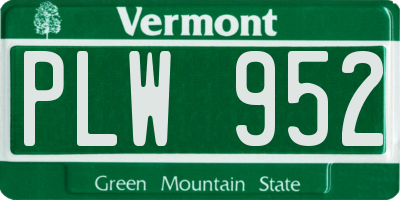 VT license plate PLW952