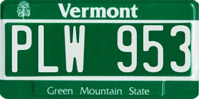 VT license plate PLW953