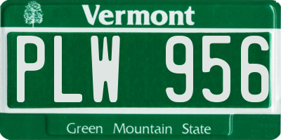 VT license plate PLW956