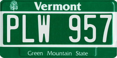 VT license plate PLW957