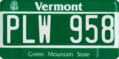 VT license plate PLW958