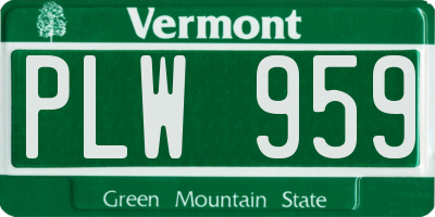 VT license plate PLW959