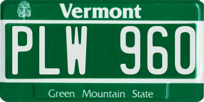 VT license plate PLW960