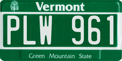 VT license plate PLW961