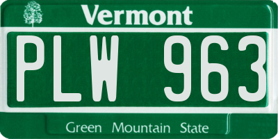 VT license plate PLW963