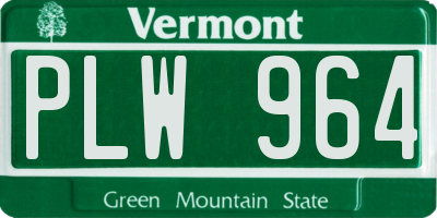 VT license plate PLW964