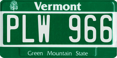 VT license plate PLW966