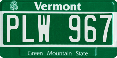 VT license plate PLW967