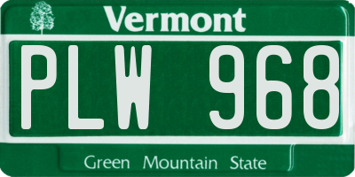 VT license plate PLW968