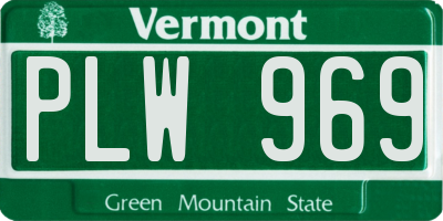 VT license plate PLW969