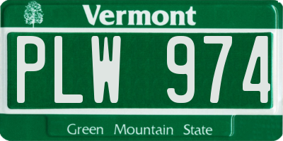 VT license plate PLW974
