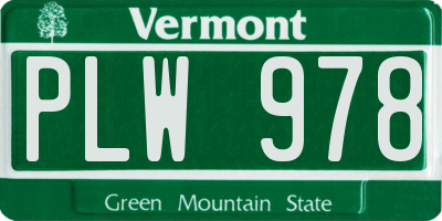 VT license plate PLW978