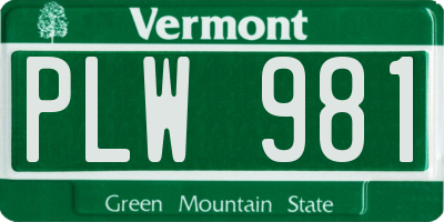 VT license plate PLW981