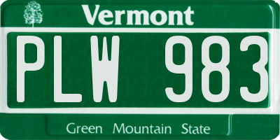 VT license plate PLW983