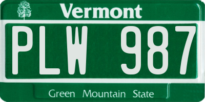 VT license plate PLW987