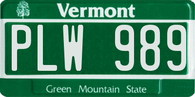 VT license plate PLW989