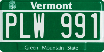 VT license plate PLW991