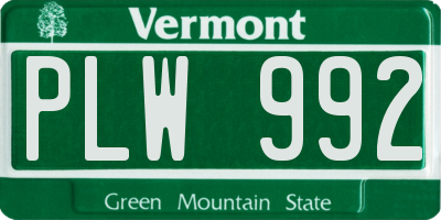 VT license plate PLW992