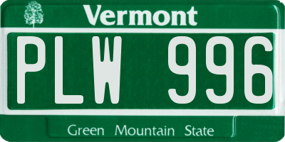 VT license plate PLW996