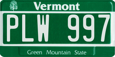 VT license plate PLW997