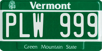 VT license plate PLW999