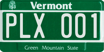 VT license plate PLX001
