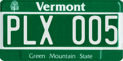 VT license plate PLX005