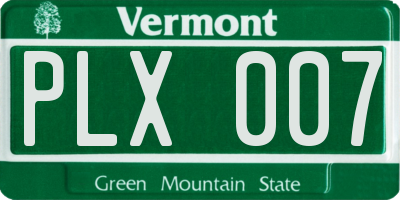 VT license plate PLX007