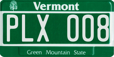VT license plate PLX008