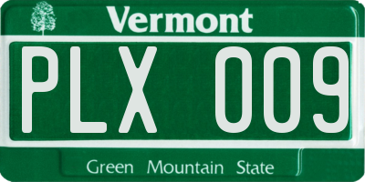 VT license plate PLX009