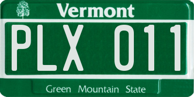 VT license plate PLX011