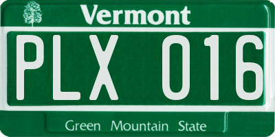 VT license plate PLX016