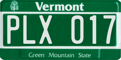VT license plate PLX017