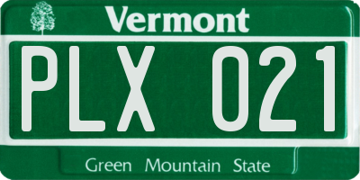 VT license plate PLX021