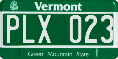 VT license plate PLX023