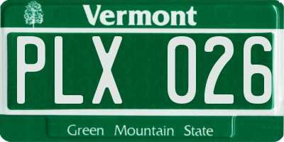VT license plate PLX026