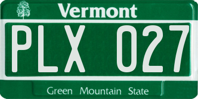 VT license plate PLX027