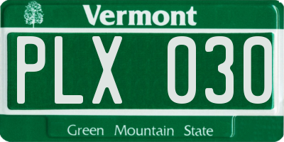 VT license plate PLX030
