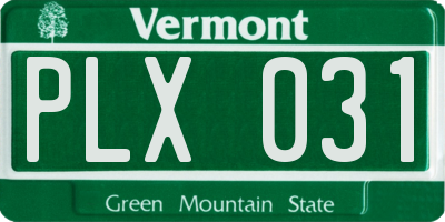 VT license plate PLX031
