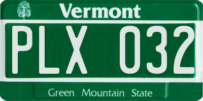 VT license plate PLX032
