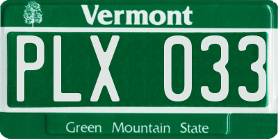 VT license plate PLX033
